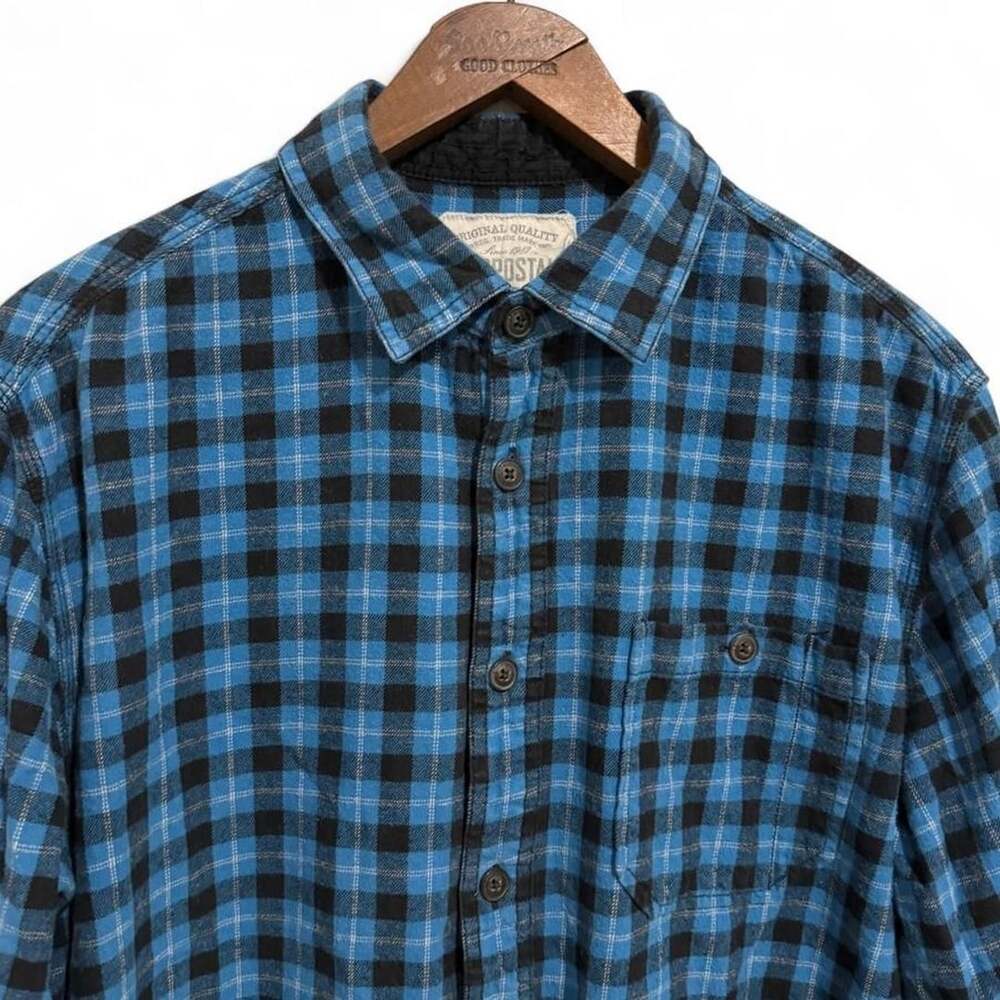 Aeropostale Plaid Flannel Shirt Size L Blue Black Buffalo Check